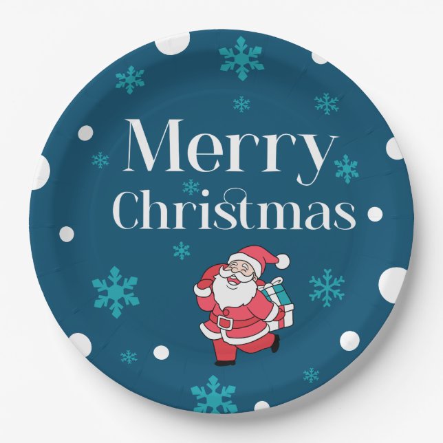 Santa Claus Merry Christmas Pappteller (Vorderseite)