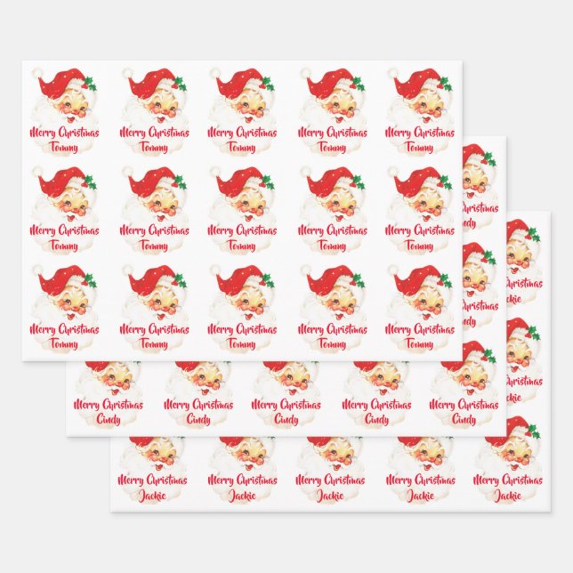 Santa Claus Merry Christmas Personalisiert Geschenkpapier Set (Set)