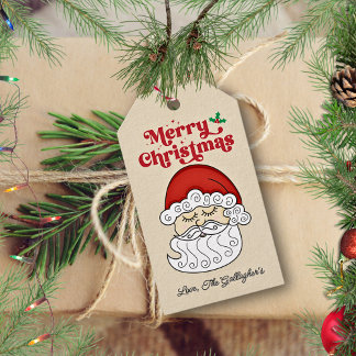Santa Claus Merry Christmas Retro Geschenkanhänger