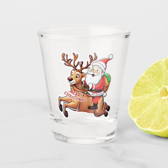 Santa Claus Merry Christmas Schnapsglas (Vorderseite)