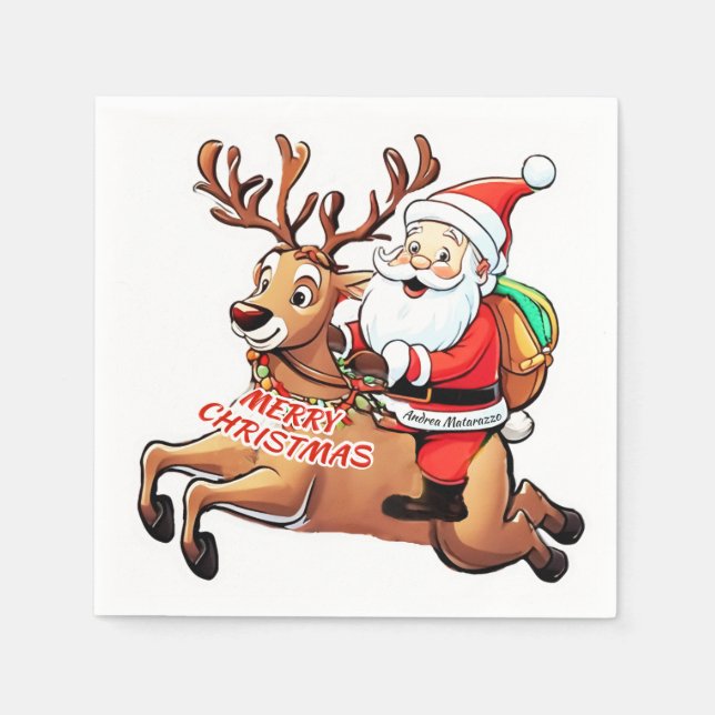 Santa Claus Merry Christmas Serviette (Vorderseite)