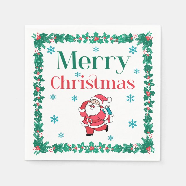 Santa Claus Merry Christmas Serviette (Vorderseite)