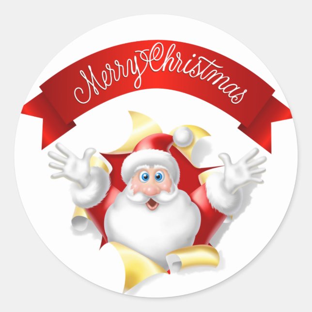 Santa Claus Merry Christmas Sticker (Vorderseite)