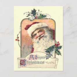 Santa Claus Mistletoe Holly Feiertagspostkarte