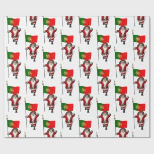 Santa Claus mit Bandeira de Portugal Geschenkpapier