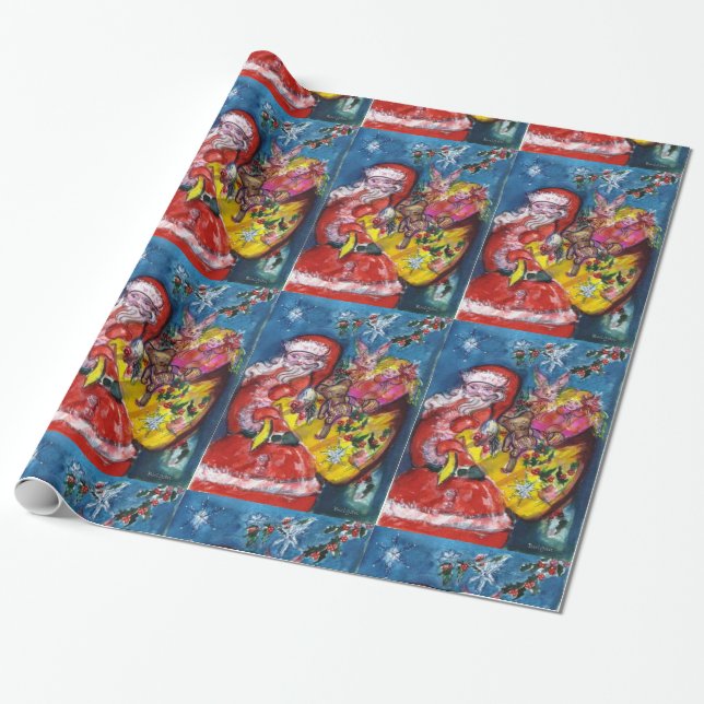 SANTA CLAUS MIT CHRISTMAS GIFT SACK GESCHENKPAPIER (Ungerollt)