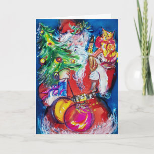 SANTA CLAUS MIT CHRISTMAS TREE UND GIFTS FEIERTAGSKARTE