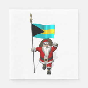 Santa Claus mit der Flagge der Bahamas Serviette