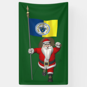 Santa Claus mit der Flagge des Trenton New Jersey Banner