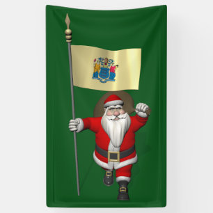 Santa Claus mit der Flagge New Jersey Banner