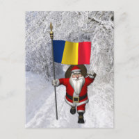 Santa Claus mit der Flagge Rumäniens