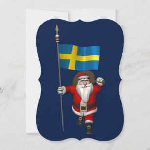 Santa Claus mit der Flagge Schwedens Feiertagskarte