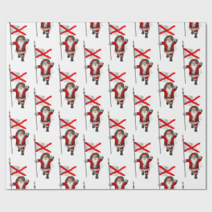 Santa Claus mit der Flagge von Alabama Geschenkpapier