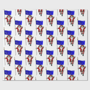 Santa Claus mit der Flagge von Alaska Geschenkpapier