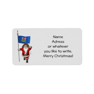 Santa Claus mit der Flagge von Alberta Adressaufkleber
