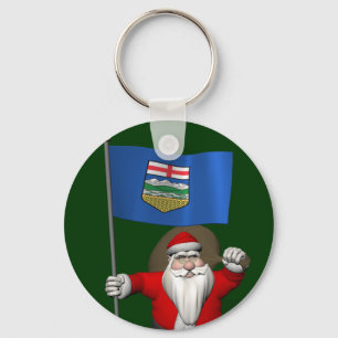 Santa Claus mit der Flagge von Alberta CDN Schlüsselanhänger