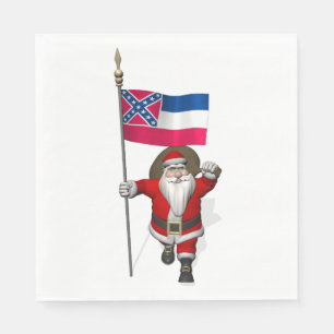 Santa Claus mit der Flagge von Mississippi Serviette
