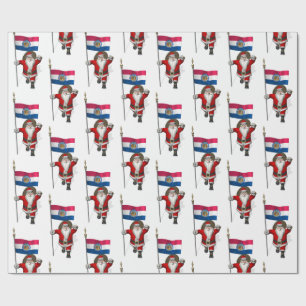 Santa Claus mit der Flagge von Missouri Geschenkpapier