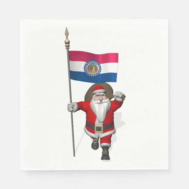 Santa Claus mit der Flagge von Missouri Serviette (Vorderseite)