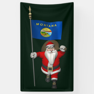 Santa Claus mit der Flagge von Montana Banner