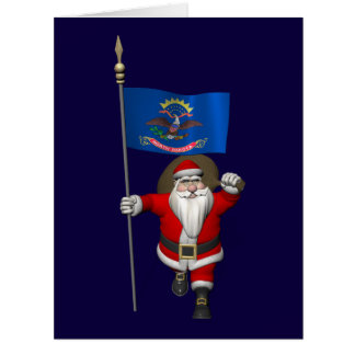 Santa Claus mit der Flagge von Nord-Dakota