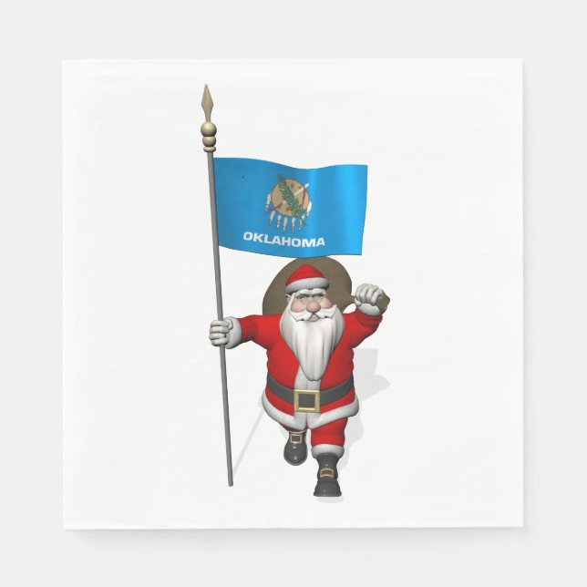 Santa Claus mit der Flagge von Oklahoma Serviette (Vorderseite)