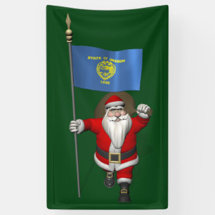 Santa Claus mit der Flagge von Oregon Banner