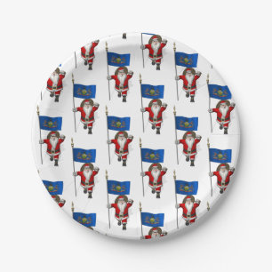 Santa Claus mit der Flagge von Pennsylvania Pappteller