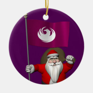 Santa Claus mit der Flagge von Phoenix AZ Keramik Ornament