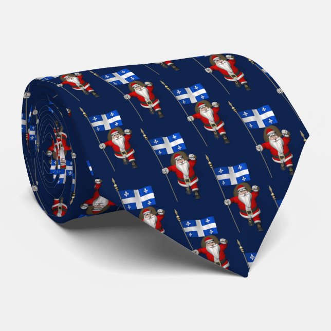 Santa Claus mit der Flagge von Québec Krawatte (Gerollt)