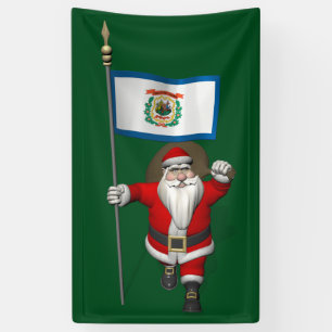 Santa Claus mit der Flagge von West Virginia Banner