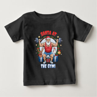 Santa Claus mit Drehung - Gym Santa Holiday Spaß Baby T-shirt