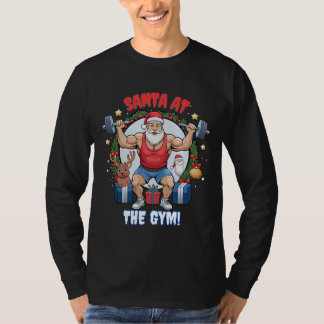 Santa Claus mit Drehung - Gym Santa Holiday Spaß T-Shirt