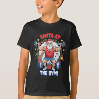 Santa Claus mit Drehung - Gym Santa Holiday Spaß T-Shirt