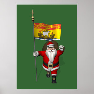Santa Claus mit Fahne von New Brunswick CDN Poster