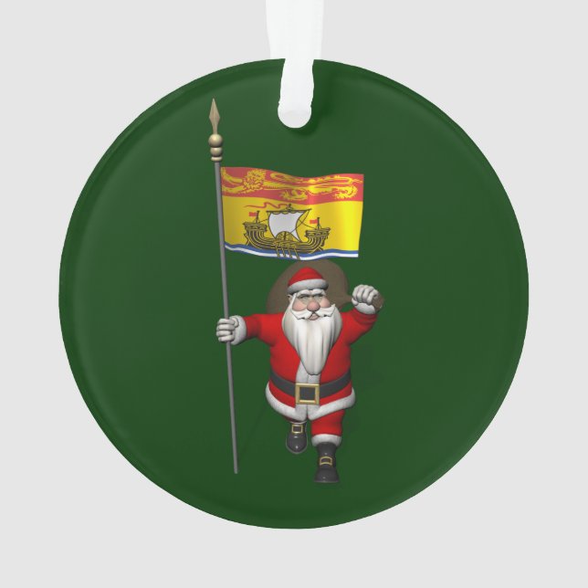 Santa Claus mit Flag New Brunswick CDN-Namen Ornament (Rückseite)