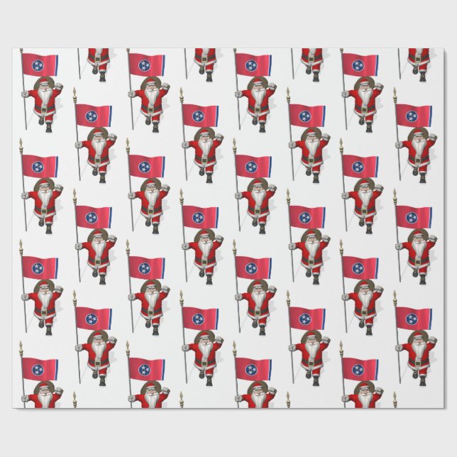 Santa Claus mit Flagge Geschenkpapier (Flach)