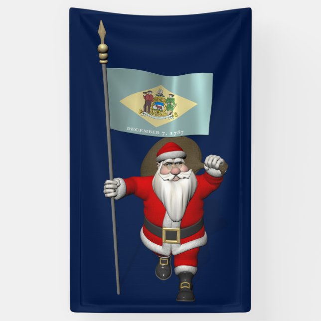Santa Claus mit Flagge von Delaware Banner (Vertikal)