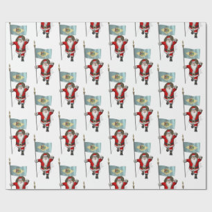 Santa Claus mit Flagge von Delaware Geschenkpapier