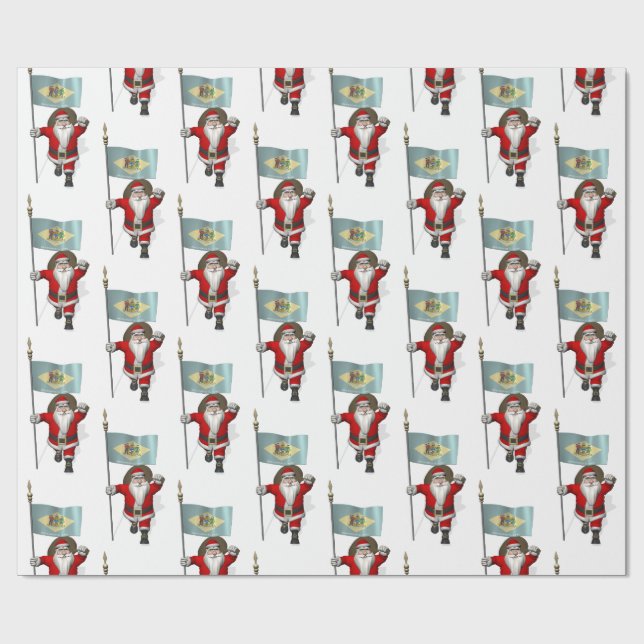 Santa Claus mit Flagge von Delaware Geschenkpapier (Flach)