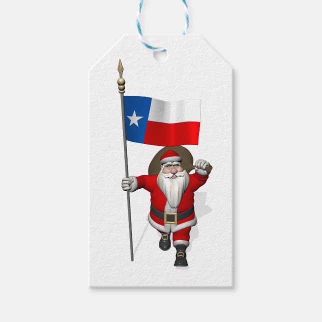 Santa Claus mit Flagge von Texas Geschenkanhänger (Vorderseite)