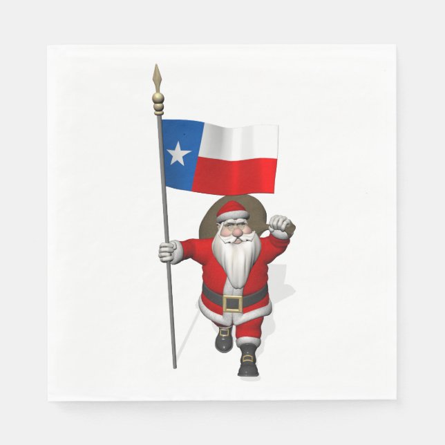 Santa Claus mit Flagge von Texas Serviette (Vorderseite)