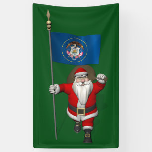 Santa Claus mit Flagge von Utah Banner