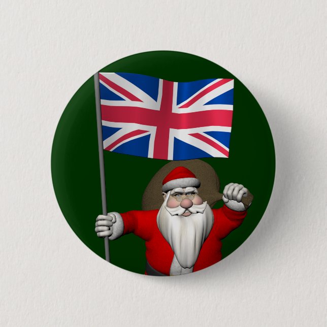 Santa Claus mit Gewerkschaft-Flagge des Vereinigte Button (Vorderseite)