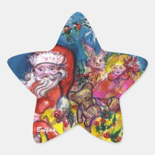 SANTA CLAUS MIT GIFTS Star Stern-Aufkleber
