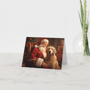 Santa Claus mit Golden Retriever Feiertagskarte