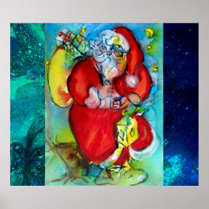 SANTA CLAUS MIT LANTERIN IN CHRISTMAS NACHT POSTER