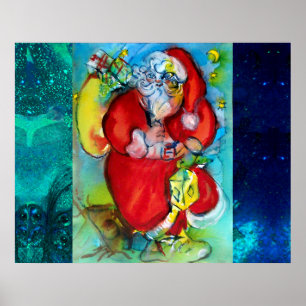 SANTA CLAUS MIT LANTERIN IN CHRISTMAS NACHT POSTER