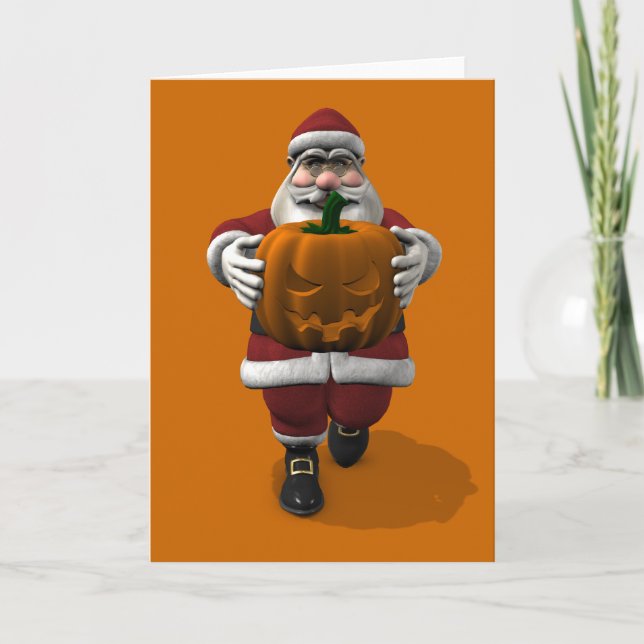 Santa Claus mit Pumpkin Feiertagskarte (Vorderseite)