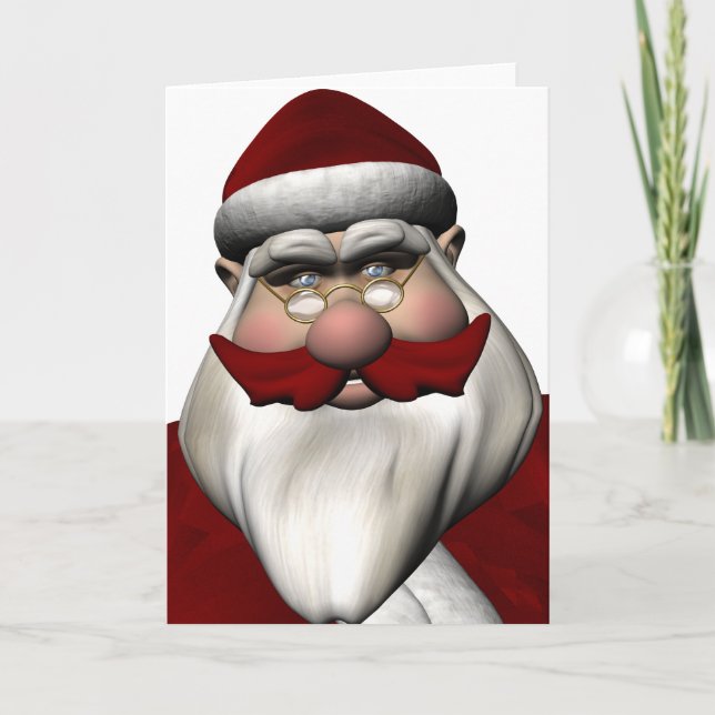 Santa Claus mit Red Mustache Feiertagskarte (Vorderseite)
